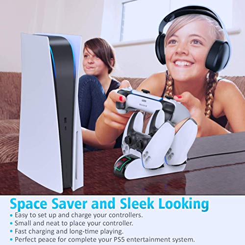 OIVO PS5 Oplaadstation, Controller Oplader met Beschermd 4 USB C Dongles en Led Strap voor Sony Playstation 5, Dualsense… - Afbeelding 7