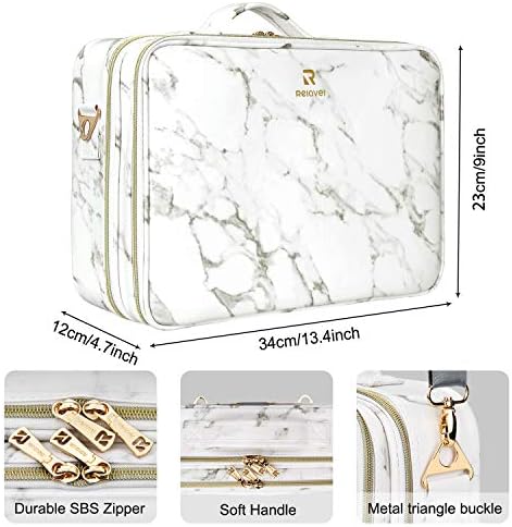 Relavel Marble Makeup Bag Small Cosmeticbag Travel Train Case Portable Cosmetic Artist Storage Bag with Adjustable Dividers for Cosmetics Makeup Brushes (Marble White) 6 Relavel Marble Makeup Bag Small Cosmeticbag Travel Train Case Portable Cosmetic Artist Storage Bag with Adjustable Dividers for Cosmetics Makeup Brushes (Marble White)