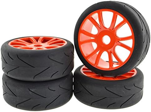 RC Rubber Tires Wheel Rim 17mm Hex Double 6 Spoke for RC 1:8 Off-Road Buggy Car Red