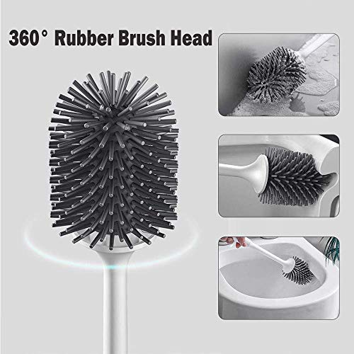 MEKEET Toilet Brush and Holder Silicone Bristle Toilet Bowl