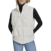Andrew Marc womens Puffer Faux Leather Zip Front Vest