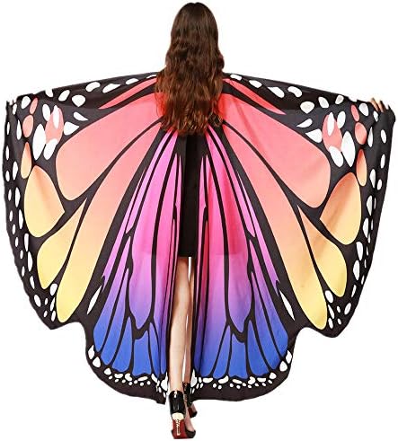 Butterfly Wings For Women Shawl Scarves Ladies Nymph Poncho Wrap Pixie Poncho Cartoon Costume Accessory ICODOD