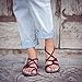 Plaka Palm Leaf Flat Summer Sandals for Women | Perfect for the Beach Walking & Dressy Occasions | Sangria | Size 9
