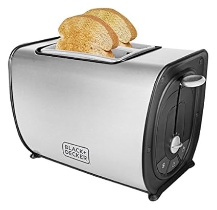 Black + Decker BXTO0203IN 870-Watt 2 Slice Stainless Steel Pop-up Toaster (Grey)