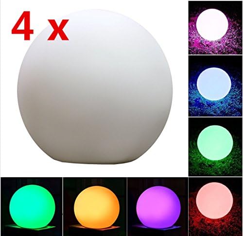 CoolQing 4 Pack Waterproof Floating LED Globe Lights, RGBW Color Changing Night Globe Table Lamp Pool Light with RC, Ideal for Indoor &amp; Outdoor Path Garden Party (4pack 5.9"globe)