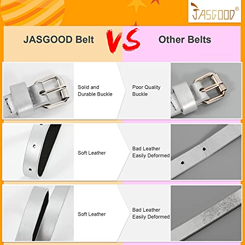 4 Pack Kids Belt Fashion Glitter Belt, JASGOOD Cute Shiny PU Leather Belt for Girls and Boys.