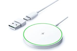 GIANTHOPE 2024 Upgraded Nano Magnetic Wireless Charger 15W Apple Mag Safe Charger for iPhone 15 Pro Max/15 Pro/15/15 Plus/14/13/12 Series, AirPods 2/3/Pro/Pro 2, LED Mag-Safe Charging Pad and Dual Ports,White
