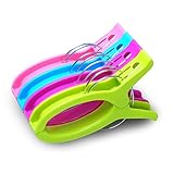Ecrocy 4 Pack Jumbo Size Beach Towel Clips for Beach Chairs Or Lounge Chair - Keep Your Towel From Blowing Away,clothes Lines - Jumbo Size 6.3 Inch