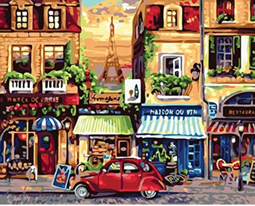 DIY Diamond Painting by Number Kits 5D Champs Elysees Paris Cross Stitch Embroidery Mosaic Accessories Tools Include Self-Adhesive Canvas Tray and Point Drill Pen Frameless 40X50Cm