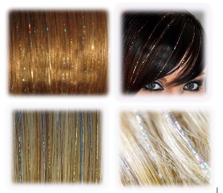 40" Hair Tinsel 100 Strands - (Shiny White Gold)