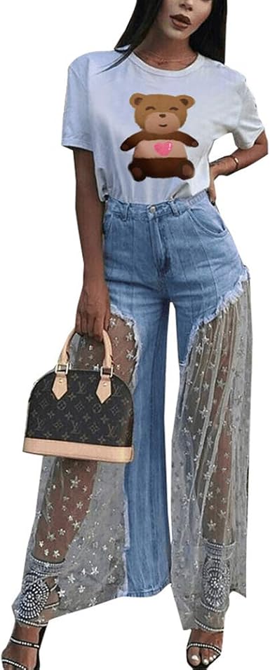 jeans with star mesh