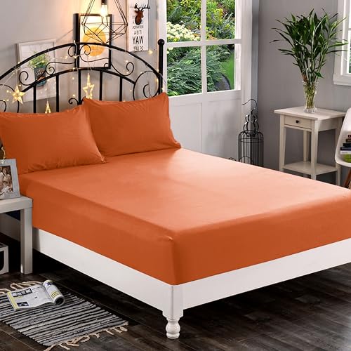 Elegant Comfort 1500 Premium Hotel Quality 1-Piece Fitted Sheet, Softest Quality Microfiber-Deep Pocket up to 16 inch,Wrinkle and Fade Resistant, Full, Coral