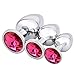 Skyvan 3PCS Steel Jeweled Sexy Stimulation Anal Butt Plugs Toys for Adult (Rose red)