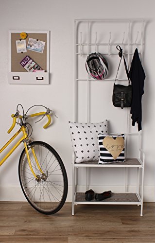 Decorative Wall Wood Home Organizer with Fabric Pinboard and Two Cubbies, White