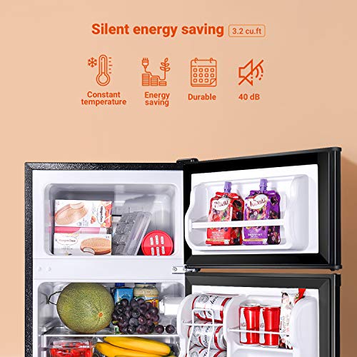 Mini Fridge with Freezer, TACKLIFE 3.2 Cu.Ft Mini Refrigerator, 2 Door