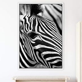 signwin Framed Canvas Wall Art Duotone Zebra Animals...
