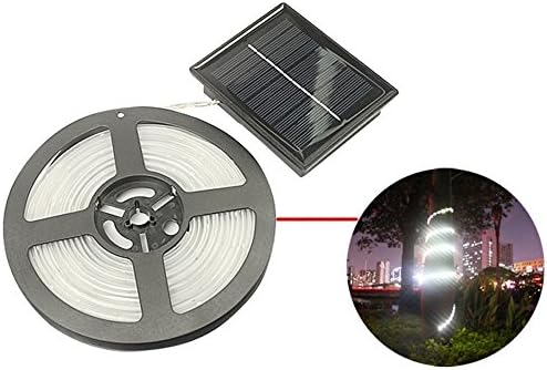 YAOXI Solar Strip Lights Outdoor, Waterproof 16.4ft/5M SMD2835 100Leds Copper Ribbon Rope Decorative Light for Garden Pathway Christmas Makeup Wedding Holiday Lighting (White)