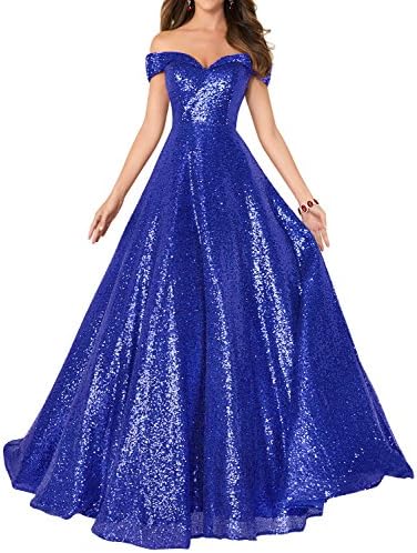 YIRENWANSHA 2018 Off Shoulder Prom Dress for Women Long Sequin Manual Beaded Formal Gown SHPD41