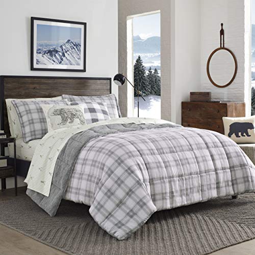 Eddie Bauer Sherwood Sherpa Comforter Set, King, Grey Plaid Pricepulse