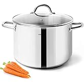 HOMICHEF Stock Pot 6 Quart Nickel Free Stainless Steel - 6 Qt Soup Pot With Lid and Handle - Small Cooking Pot 6 Quart - Ideal for Soup, Sauce, and Induction Cooking