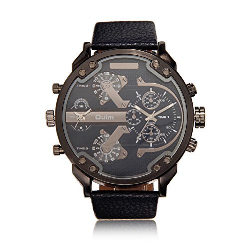 Fashion Men Watch Dual Time Zone Big Dial Leather Band Men Quartz Military Wristwatch Relogio Masculino Nice Gift Promotion Item