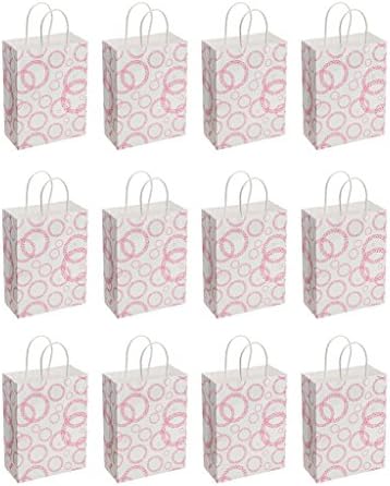 Blesiya 12 Pieces Big Small Circle Paper Bags with Twisted Handle Party Wedding Baby Shower Christmas Gift Shopping Bags - Pink