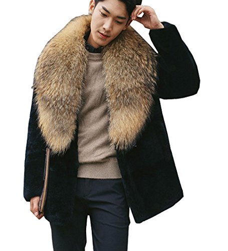 S&S Men's Faux Fur Coat Luxury Parka Winter Warm Jacket Outwear Fur Collar S&S Men's Faux Fur Coat Luxury Parka Winter Warm Jacket Outwear Fur Collar