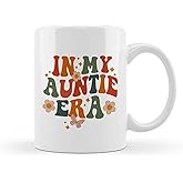 DOTAIN Groovy Auntie Aunt Mug - Aunt Auntie Mugs Gifts from Niece Nephew, Mothers Day Gifts for Auntie Aunt, Best Aunt Mug, Best Auntie Gifts, in My Auntie Era Coffee Mugs 11 oz White