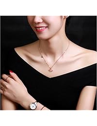 promices doble Mariposas Niñas Collar Colgante 18 K Rose chapado en oro de acero Titanium