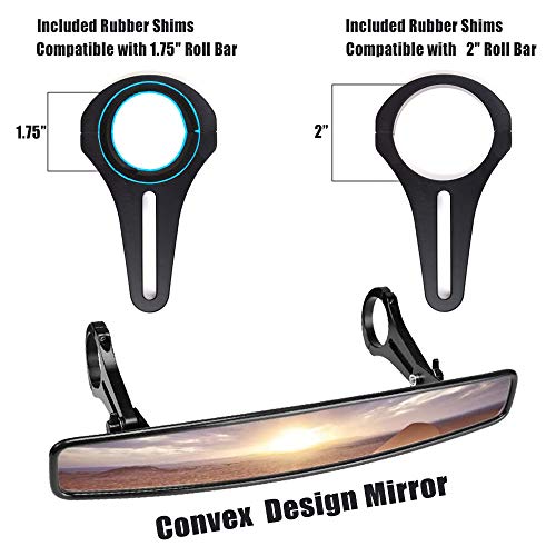 RZR Rear View Mirror, Xislet UTV Rear Mirror Included Rubber Shims and