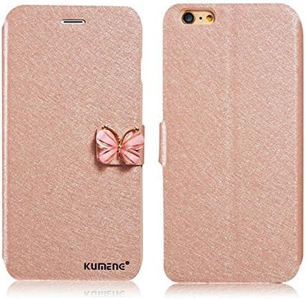 iPhone 6/6S Case,[Butterfly Buckle Case] Silk Clamshell Grain Pu for iPhone 6/6s,Natural Silk Pattern Stand Case Cover (with 1 Card Slots)-Pink