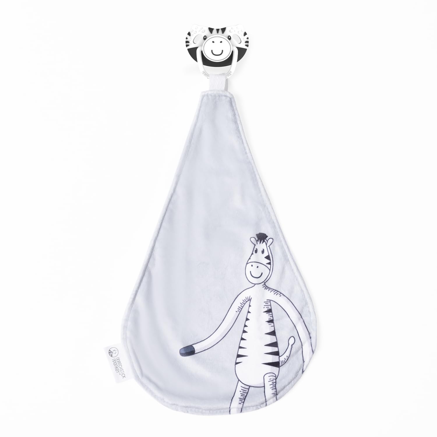 Matchstick Monkey All in One Soother, Teether and Comforter - Orthodontic Teat & Antimicrobial Protection, Suitable from Newborn, Zippy Zebra