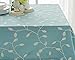 Tina Cotton Linen Tablecloth Leaf Embroidered Table Cover for Dinner Kitchen Blue, 36