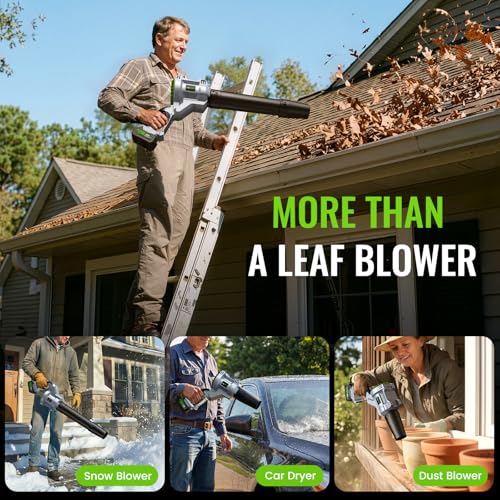 LUCKYTECH Leaf Blower, Brushless Handheld Leaf Blowers Cordless with Dual 4.0Ah Batteries, 680CFM 180MPH with 5 Speeds, Lightweight Snow Grass Blowers for Lawn Care, Patio, Yard, Garage