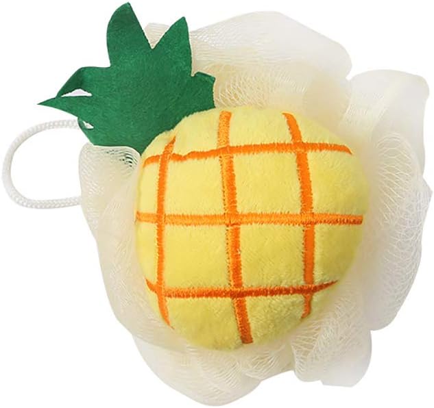 Omenluck 2Pcs Bath Shower Sponge Loofahs Mini Plush Fruit Shape Scrubber Pouf