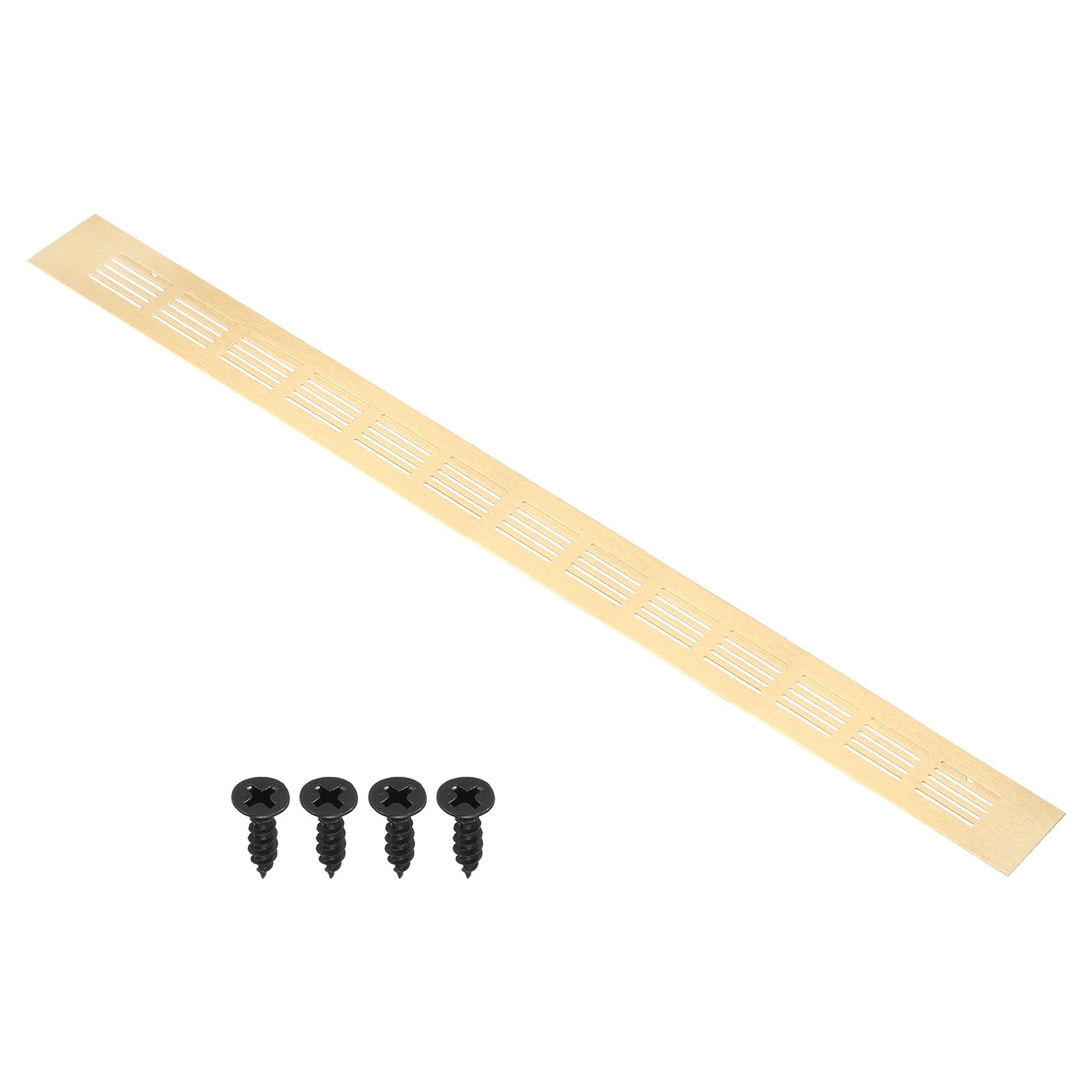 PATIKIL 20 x 2 Inch Door Air Vent Cover, Aluminum Grille Ventilation Cover Louvered with Mounting Screws for Cabinet Wardrobe Door, Gold Tone