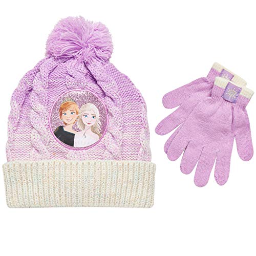 Disney Girls’ Winter Set: Ear Flap Beanie Hat, Gloves or Mittens: Elsa, Anna, Princess (Age: 2-7)