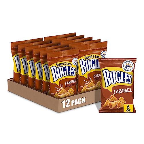 Bugles Crispy Corn Snacks, Sweet & Salty Caramel, Snack Bag, 6 oz (Pack