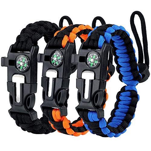 WEREWOLVES Adjustable Paracord Survival Bracelet, Multifunction Outdoor Survival Bracelet Camping Hiking Gear with Compass, Fire Starter, Whistle and Scraper – Hiking,Camping Gear