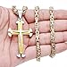 FIBO STEEL Stainless Steel Cross Pendant Mens Byzantine Chain Necklace 5mm Wide, 30 inches