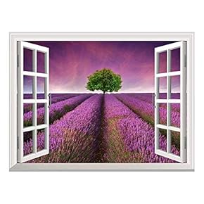 Removable Wall Sticker/Wall Mural - Tree on a Purple Filed | Creative Window View Wall Decor - 24"x32"
