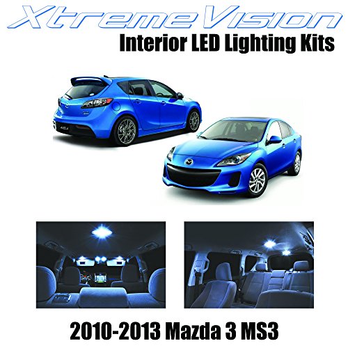 XtremeVision Mazda 3 MS3 Sedan Hatch 2010-2013 (7 Pieces) Cool White Premium Interior LED Kit Package + Installation Tool