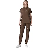 Eipnare Scrubs for Women Set - Cool Stretch Scrub Top & Jogger Pants with 11 Pockets Breathable Nursing Uniform Scrub Suit