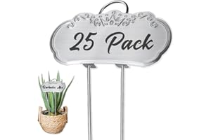 TCYPUHL Metal Plant Labels, Tall Plant Labels, Garden Labels Outdoors for Flower, Fruit and Vegetable, Stainless Steel, Weatherproof (25 Pack, 4'' x 1.9'', Silver)