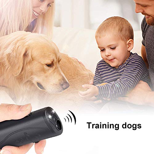 image for MEIREN Improved Handheld Dog Trainer, 3 in 1 Ultrasonic Dog Repellent 