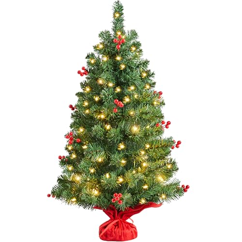 Yaheetech Small Prelit Christmas Tree 3ft, Artificial Tabletop Decor at Amazon