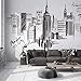 iwallsticker 210 133CM Black Modern City Silhouette Cityscape Skyscraper Wall Decals, Living Room Bedroom Removable Wall Stickers Murals