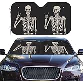 Halloween Skeleton Funny Skull Windshield Sun Shade Front Protector Folding Car Sun Visor Blocks Uv Rays Keeps Your Vehicle Cool