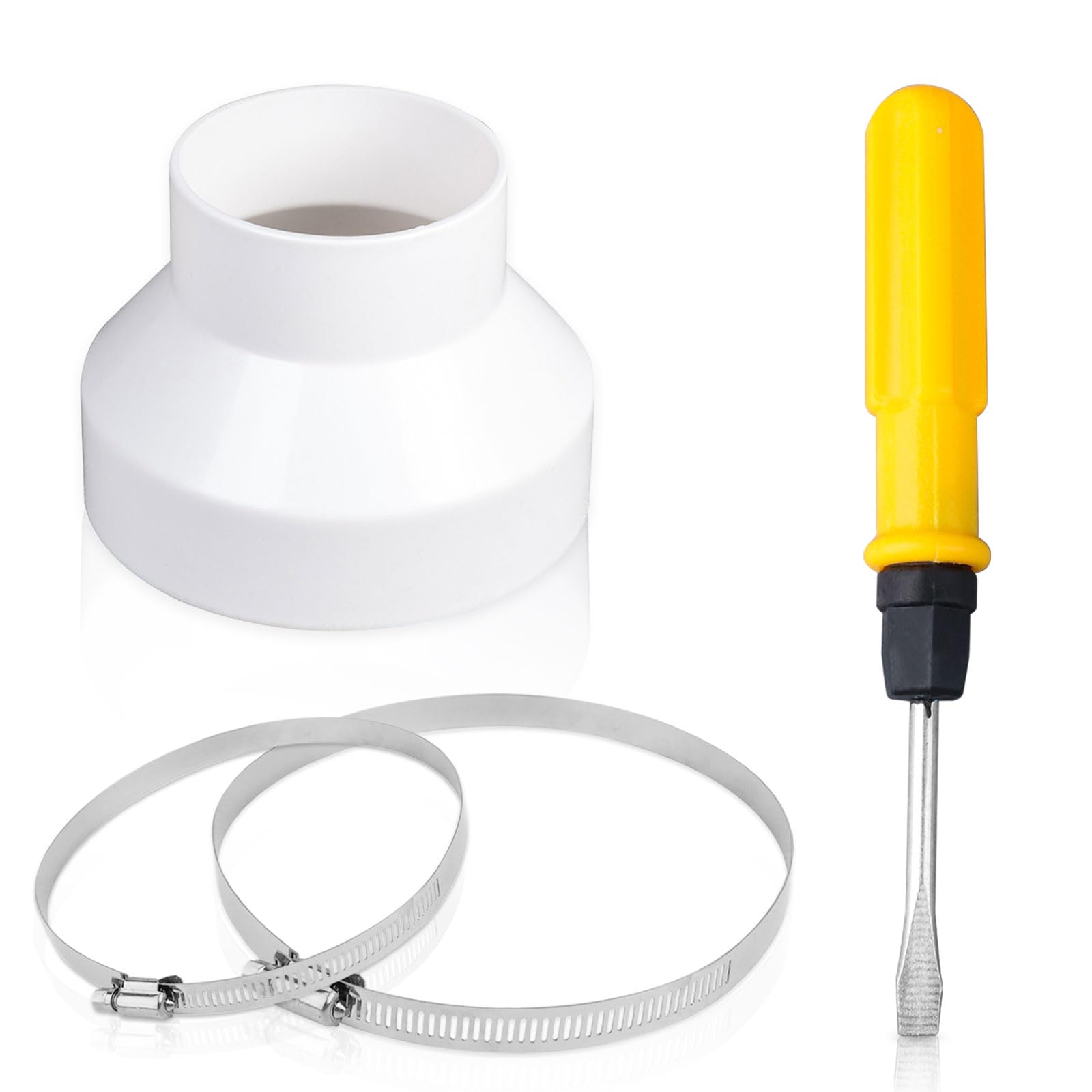 150mm to 100mm Reducer Round Ducting Reducer 6 to 4 inch Duct Pipe Reduction Connector with Stainless Hose Clips for Extractor Fans Cooker Hood Tumble Dryer Ventilation