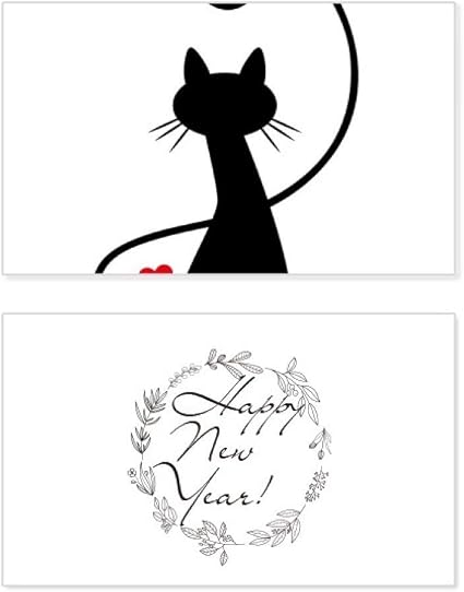 Amazon Mewing ハート猫シルエット アニマル 新年 お祭り グリーティングカード 祝福メッセージプレゼント ポストカード 絵柄付はがき 文房具 オフィス用品